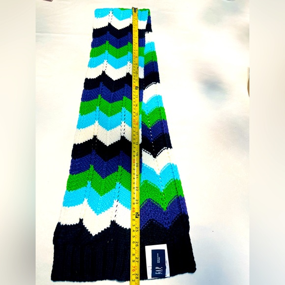 GAP winter scarf & hat 2 Pc set in 5 color blocks blue purple green black cream - Picture 3 of 8